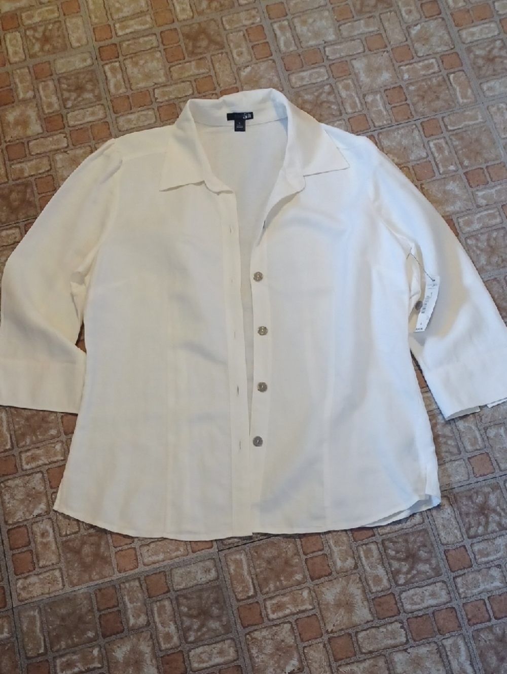 East 5th Cream Button-Front Collared Blouse Size Large NwT